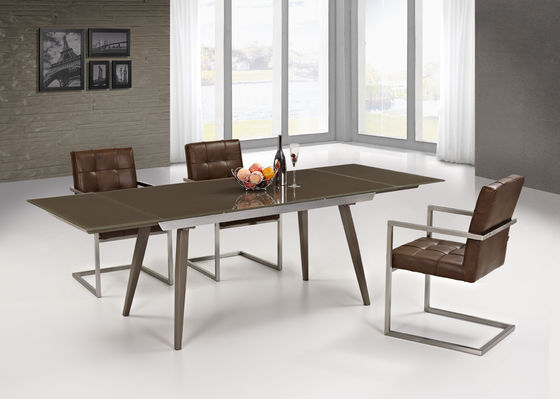 Rectangular Glass Dining Table With Chinese Ceramic Triangular Legs